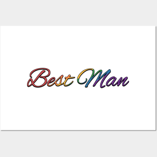 Rainbow Colored Best Man Wedding Typography Posters and Art